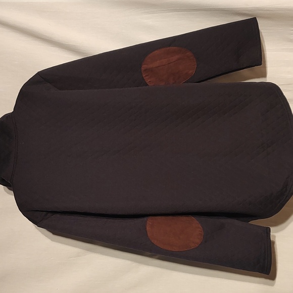 Women's dark blue top with brown faux suede by 'Top it off'. Size L/XL - Picture 5 of 8